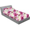 Ambesonne Floral Fitted Sheet & Pillow Sham Set, Monochrome Lily Flowers Valentine’s Day Concept Retro Illustration, Decorative Printed 3 Piece Bedding Decor Set, Full, Charcoal Grey and White(Olive Green and Dried Rose)