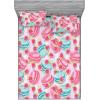 Ambesonne Floral Fitted Sheet & Pillow Sham Set, Monochrome Lily Flowers Valentine’s Day Concept Retro Illustration, Decorative Printed 3 Piece Bedding Decor Set, Full, Charcoal Grey and White(Soft Pink and Pale Teal)