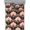 Ambesonne Floral Fitted Sheet & Pillow Sham Set, Monochrome Lily Flowers Valentine’s Day Concept Retro Illustration, Decorative Printed 3 Piece Bedding Decor Set, Full, Charcoal Grey and White(Pastel Pink and Pale Rust)