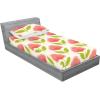 Ambesonne Floral Fitted Sheet & Pillow Sham Set, Monochrome Lily Flowers Valentine’s Day Concept Retro Illustration, Decorative Printed 3 Piece Bedding Decor Set, Full, Charcoal Grey and White(Coral Salmon and Yellow Green)