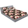 Ambesonne Floral Fitted Sheet & Pillow Sham Set, Monochrome Lily Flowers Valentine’s Day Concept Retro Illustration, Decorative Printed 3 Piece Bedding Decor Set, Full, Charcoal Grey and White(Pastel Pink and Pale Rust)