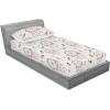 Ambesonne Floral Fitted Sheet & Pillow Sham Set, Monochrome Lily Flowers Valentine’s Day Concept Retro Illustration, Decorative Printed 3 Piece Bedding Decor Set, Full, Charcoal Grey and White(Dried Rose and Ceil Blue)