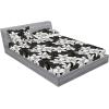 Ambesonne Floral Fitted Sheet & Pillow Sham Set, Monochrome Lily Flowers Valentine’s Day Concept Retro Illustration, Decorative Printed 3 Piece Bedding Decor Set, Calking, Charcoal Grey and White