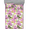 Ambesonne Floral Fitted Sheet & Pillow Sham Set, Monochrome Lily Flowers Valentine’s Day Concept Retro Illustration, Decorative Printed 3 Piece Bedding Decor Set, Full, Charcoal Grey and White(Avocado Green Pale Purple)