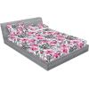 Ambesonne Floral Fitted Sheet & Pillow Sham Set, Monochrome Lily Flowers Valentine’s Day Concept Retro Illustration, Decorative Printed 3 Piece Bedding Decor Set, Full, Charcoal Grey and White(Pale Fuchsia Grey and White)