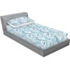 Ambesonne Floral Fitted Sheet & Pillow Sham Set, Monochrome Lily Flowers Valentine’s Day Concept Retro Illustration, Decorative Printed 3 Piece Bedding Decor Set, Full, Charcoal Grey and White(Pale Azure Blue and Teal)