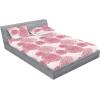 Ambesonne Floral Fitted Sheet & Pillow Sham Set, Monochrome Lily Flowers Valentine’s Day Concept Retro Illustration, Decorative Printed 3 Piece Bedding Decor Set, Full, Charcoal Grey and White(Pale Ruby Grey Pink)