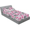 Ambesonne Floral Fitted Sheet & Pillow Sham Set, Monochrome Lily Flowers Valentine’s Day Concept Retro Illustration, Decorative Printed 3 Piece Bedding Decor Set, Full, Charcoal Grey and White(Pale Fuchsia Grey and White)