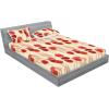 Ambesonne Floral Fitted Sheet & Pillow Sham Set, Monochrome Lily Flowers Valentine’s Day Concept Retro Illustration, Decorative Printed 3 Piece Bedding Decor Set, Full, Charcoal Grey and White(Scarlet and Dark Coral)