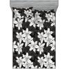 Ambesonne Floral Fitted Sheet & Pillow Sham Set, Monochrome Lily Flowers Valentine’s Day Concept Retro Illustration, Decorative Printed 3 Piece Bedding Decor Set, Full, Charcoal Grey and White(Charcoal Grey and White)