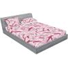 Ambesonne Floral Fitted Sheet & Pillow Sham Set, Monochrome Lily Flowers Valentine’s Day Concept Retro Illustration, Decorative Printed 3 Piece Bedding Decor Set, Full, Charcoal Grey and White(Pastel Pink and Blush)