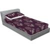 Ambesonne Floral Fitted Sheet & Pillow Sham Set, Monochrome Lily Flowers Valentine’s Day Concept Retro Illustration, Decorative Printed 3 Piece Bedding Decor Set, Full, Charcoal Grey and White(Dark Purple and Teal)