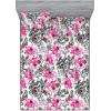 Ambesonne Floral Fitted Sheet & Pillow Sham Set, Monochrome Lily Flowers Valentine’s Day Concept Retro Illustration, Decorative Printed 3 Piece Bedding Decor Set, Full, Charcoal Grey and White(Pale Fuchsia Grey and White)
