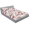 Ambesonne Floral Fitted Sheet & Pillow Sham Set, Monochrome Lily Flowers Valentine’s Day Concept Retro Illustration, Decorative Printed 3 Piece Bedding Decor Set, Full, Charcoal Grey and White(Soft Pink and Pale Purple)