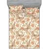 Ambesonne Floral Fitted Sheet & Pillow Sham Set, Monochrome Lily Flowers Valentine’s Day Concept Retro Illustration, Decorative Printed 3 Piece Bedding Decor Set, Full, Charcoal Grey and White(Pale Rust and Sand Brown)