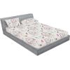 Ambesonne Floral Fitted Sheet & Pillow Sham Set, Monochrome Lily Flowers Valentine’s Day Concept Retro Illustration, Decorative Printed 3 Piece Bedding Decor Set, Full, Charcoal Grey and White(Dried Rose and Ceil Blue)