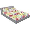Ambesonne Floral Fitted Sheet & Pillow Sham Set, Monochrome Lily Flowers Valentine’s Day Concept Retro Illustration, Decorative Printed 3 Piece Bedding Decor Set, Full, Charcoal Grey and White(Apple Green and Dark Pink)