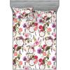 Ambesonne Floral Fitted Sheet & Pillow Sham Set, Monochrome Lily Flowers Valentine’s Day Concept Retro Illustration, Decorative Printed 3 Piece Bedding Decor Set, Full, Charcoal Grey and White(Soft Pink and Pale Purple)