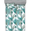 Ambesonne Floral Fitted Sheet & Pillow Sham Set, Monochrome Lily Flowers Valentine’s Day Concept Retro Illustration, Decorative Printed 3 Piece Bedding Decor Set, Full, Charcoal Grey and White(Pale Teal Cadet Blue)