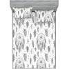 Ambesonne Floral Fitted Sheet & Pillow Sham Set, Monochrome Lily Flowers Valentine’s Day Concept Retro Illustration, Decorative Printed 3 Piece Bedding Decor Set, Full, Charcoal Grey and White(Charcoal Grey and White)