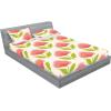 Ambesonne Floral Fitted Sheet & Pillow Sham Set, Monochrome Lily Flowers Valentine’s Day Concept Retro Illustration, Decorative Printed 3 Piece Bedding Decor Set, Full, Charcoal Grey and White(Coral Salmon and Yellow Green)