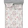 Ambesonne Floral Fitted Sheet & Pillow Sham Set, Monochrome Lily Flowers Valentine’s Day Concept Retro Illustration, Decorative Printed 3 Piece Bedding Decor Set, Full, Charcoal Grey and White(Dried Rose and Ceil Blue)