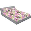 Ambesonne Floral Fitted Sheet & Pillow Sham Set, Monochrome Lily Flowers Valentine’s Day Concept Retro Illustration, Decorative Printed 3 Piece Bedding Decor Set, Full, Charcoal Grey and White(Avocado Green Pale Purple)