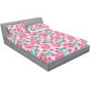 Ambesonne Floral Fitted Sheet & Pillow Sham Set, Monochrome Lily Flowers Valentine’s Day Concept Retro Illustration, Decorative Printed 3 Piece Bedding Decor Set, Full, Charcoal Grey and White(Soft Pink and Pale Teal)