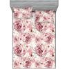 Ambesonne Floral Fitted Sheet & Pillow Sham Set, Monochrome Lily Flowers Valentine’s Day Concept Retro Illustration, Decorative Printed 3 Piece Bedding Decor Set, Full, Charcoal Grey and White(Pale Maroon Blush and Ginger)
