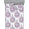Ambesonne Floral Fitted Sheet & Pillow Sham Set, Monochrome Lily Flowers Valentine’s Day Concept Retro Illustration, Decorative Printed 3 Piece Bedding Decor Set, Full, Charcoal Grey and White(Pastel Pink and Sky Blue)