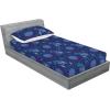 Ambesonne Floral Fitted Sheet & Pillow Sham Set, Monochrome Lily Flowers Valentine’s Day Concept Retro Illustration, Decorative Printed 3 Piece Bedding Decor Set, Full, Charcoal Grey and White(Sky Blue and Dark Purple)