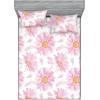 Ambesonne Floral Fitted Sheet & Pillow Sham Set, Monochrome Lily Flowers Valentine’s Day Concept Retro Illustration, Decorative Printed 3 Piece Bedding Decor Set, Full, Charcoal Grey and White(Soft Pink and Sand Brown)