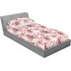 Ambesonne Floral Fitted Sheet & Pillow Sham Set, Monochrome Lily Flowers Valentine’s Day Concept Retro Illustration, Decorative Printed 3 Piece Bedding Decor Set, Full, Charcoal Grey and White(Pale Maroon Blush and Ginger)