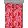 Ambesonne Floral Fitted Sheet & Pillow Sham Set, Monochrome Lily Flowers Valentine’s Day Concept Retro Illustration, Decorative Printed 3 Piece Bedding Decor Set, Full, Charcoal Grey and White(Pastel Pink and Dark Coral)