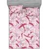 Ambesonne Floral Fitted Sheet & Pillow Sham Set, Monochrome Lily Flowers Valentine’s Day Concept Retro Illustration, Decorative Printed 3 Piece Bedding Decor Set, Full, Charcoal Grey and White(Pastel Pink and Blush)