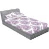 Ambesonne Floral Fitted Sheet & Pillow Sham Set, Monochrome Lily Flowers Valentine’s Day Concept Retro Illustration, Decorative Printed 3 Piece Bedding Decor Set, Full, Charcoal Grey and White(Pastel Pink and Sky Blue)