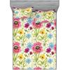 Ambesonne Floral Fitted Sheet & Pillow Sham Set, Monochrome Lily Flowers Valentine’s Day Concept Retro Illustration, Decorative Printed 3 Piece Bedding Decor Set, Full, Charcoal Grey and White(Apple Green and Dark Pink)