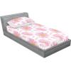Ambesonne Floral Fitted Sheet & Pillow Sham Set, Monochrome Lily Flowers Valentine’s Day Concept Retro Illustration, Decorative Printed 3 Piece Bedding Decor Set, Full, Charcoal Grey and White(Soft Pink and Sand Brown)