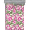 Ambesonne Floral Fitted Sheet & Pillow Sham Set, Romantic Valentine’s Day Theme Overlapping Simplistic Rose Flowers Art, Decorative Printed 3 Piece Bedding Decor Set, Calking, Pale Salmon and Blush(Soft Pink and Sage Green)