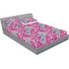 Ambesonne Floral Fitted Sheet & Pillow Sham Set, Romantic Valentine’s Day Theme Overlapping Simplistic Rose Flowers Art, Decorative Printed 3 Piece Bedding Decor Set, Calking, Pale Salmon and Blush(Soft Pink Slate Blue)