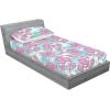 Ambesonne Floral Fitted Sheet & Pillow Sham Set, Romantic Valentine’s Day Theme Overlapping Simplistic Rose Flowers Art, Decorative Printed 3 Piece Bedding Decor Set, Calking, Pale Salmon and Blush(Pale Fuchsia Seafoam)