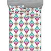 Ambesonne Floral Fitted Sheet & Pillow Sham Set, Romantic Valentine’s Day Theme Overlapping Simplistic Rose Flowers Art, Decorative Printed 3 Piece Bedding Decor Set, Calking, Pale Salmon and Blush(Pink and Dark Seafoam)