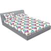 Ambesonne Floral Fitted Sheet & Pillow Sham Set, Romantic Valentine’s Day Theme Overlapping Simplistic Rose Flowers Art, Decorative Printed 3 Piece Bedding Decor Set, Calking, Pale Salmon and Blush(Pink and Dark Seafoam)