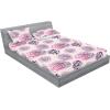Ambesonne Floral Fitted Sheet & Pillow Sham Set, Romantic Valentine’s Day Theme Overlapping Simplistic Rose Flowers Art, Decorative Printed 3 Piece Bedding Decor Set, Calking, Pale Salmon and Blush(Dark Purple Grey Pink)