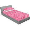 Ambesonne Floral Fitted Sheet & Pillow Sham Set, Romantic Valentine’s Day Theme Overlapping Simplistic Rose Flowers Art, Decorative Printed 3 Piece Bedding Decor Set, Calking, Pale Salmon and Blush(Dark Coral and Soft Pink)
