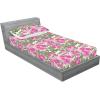Ambesonne Floral Fitted Sheet & Pillow Sham Set, Romantic Valentine’s Day Theme Overlapping Simplistic Rose Flowers Art, Decorative Printed 3 Piece Bedding Decor Set, Calking, Pale Salmon and Blush(Soft Pink and Sage Green)