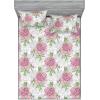 Ambesonne Floral Fitted Sheet & Pillow Sham Set, Romantic Valentine’s Day Theme Overlapping Simplistic Rose Flowers Art, Decorative Printed 3 Piece Bedding Decor Set, Calking, Pale Salmon and Blush(Soft Pink and Sage Green)