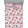 Ambesonne Floral Fitted Sheet & Pillow Sham Set, Romantic Valentine’s Day Theme Overlapping Simplistic Rose Flowers Art, Decorative Printed 3 Piece Bedding Decor Set, Calking, Pale Salmon and Blush(Dried Rose and Slate Blue)