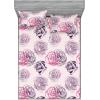 Ambesonne Floral Fitted Sheet & Pillow Sham Set, Romantic Valentine’s Day Theme Overlapping Simplistic Rose Flowers Art, Decorative Printed 3 Piece Bedding Decor Set, Calking, Pale Salmon and Blush(Dark Purple Grey Pink)