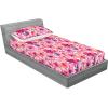 Ambesonne Floral Fitted Sheet & Pillow Sham Set, Romantic Valentine’s Day Theme Overlapping Simplistic Rose Flowers Art, Decorative Printed 3 Piece Bedding Decor Set, Calking, Pale Salmon and Blush(Hot Pink Blue Violet)